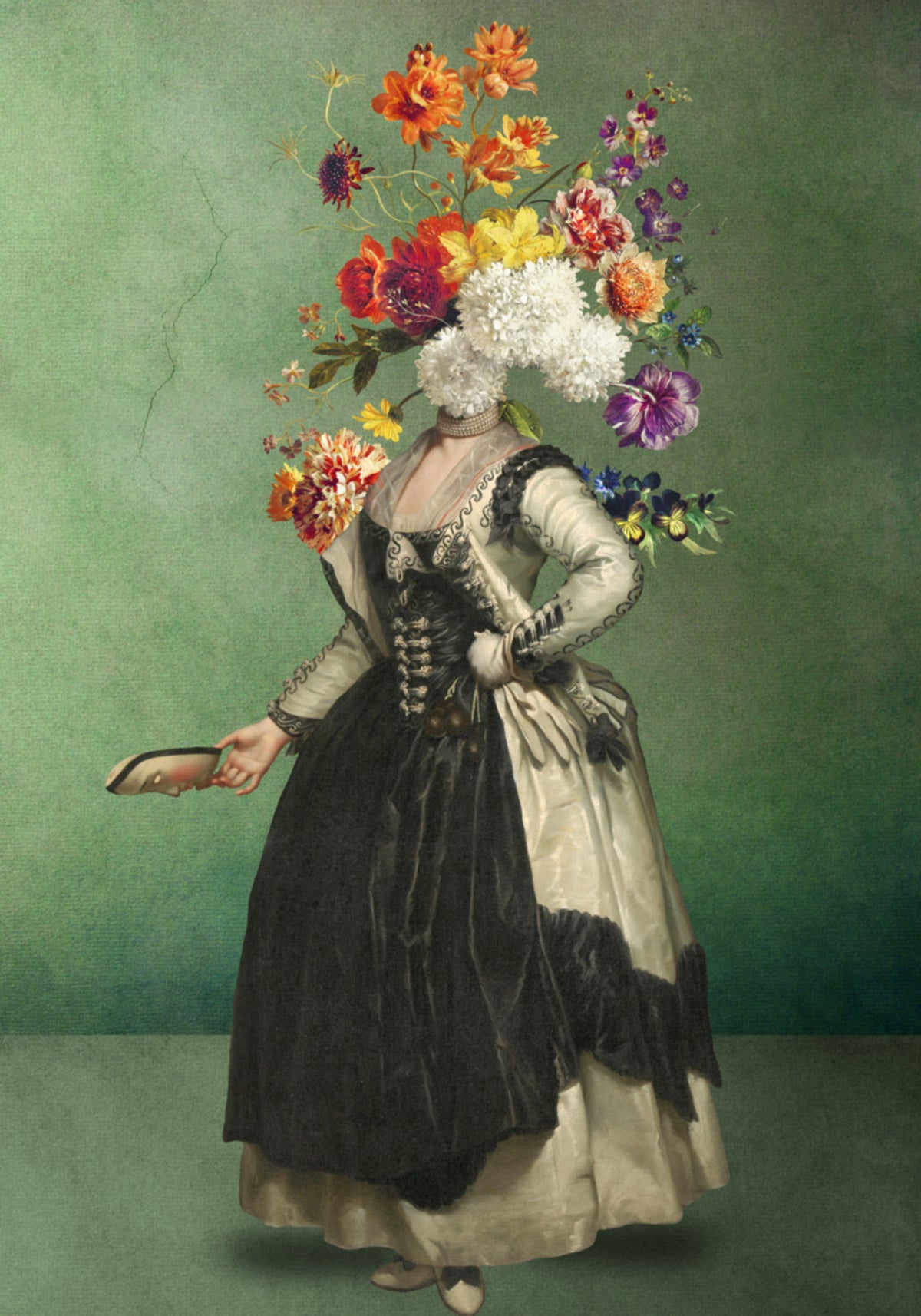 Retrato elegante de cabeça de flor