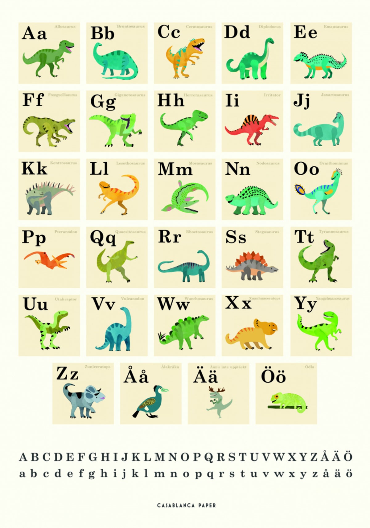Alfabeto de dinossauro fofo