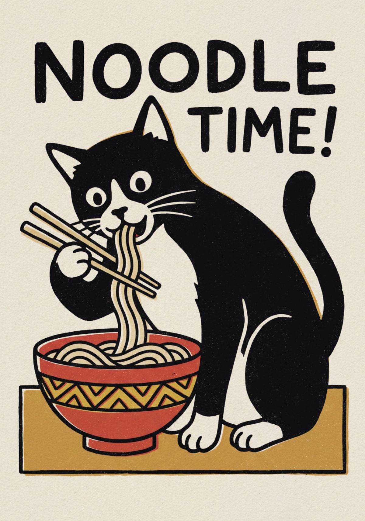 Gato na hora do macarrão
