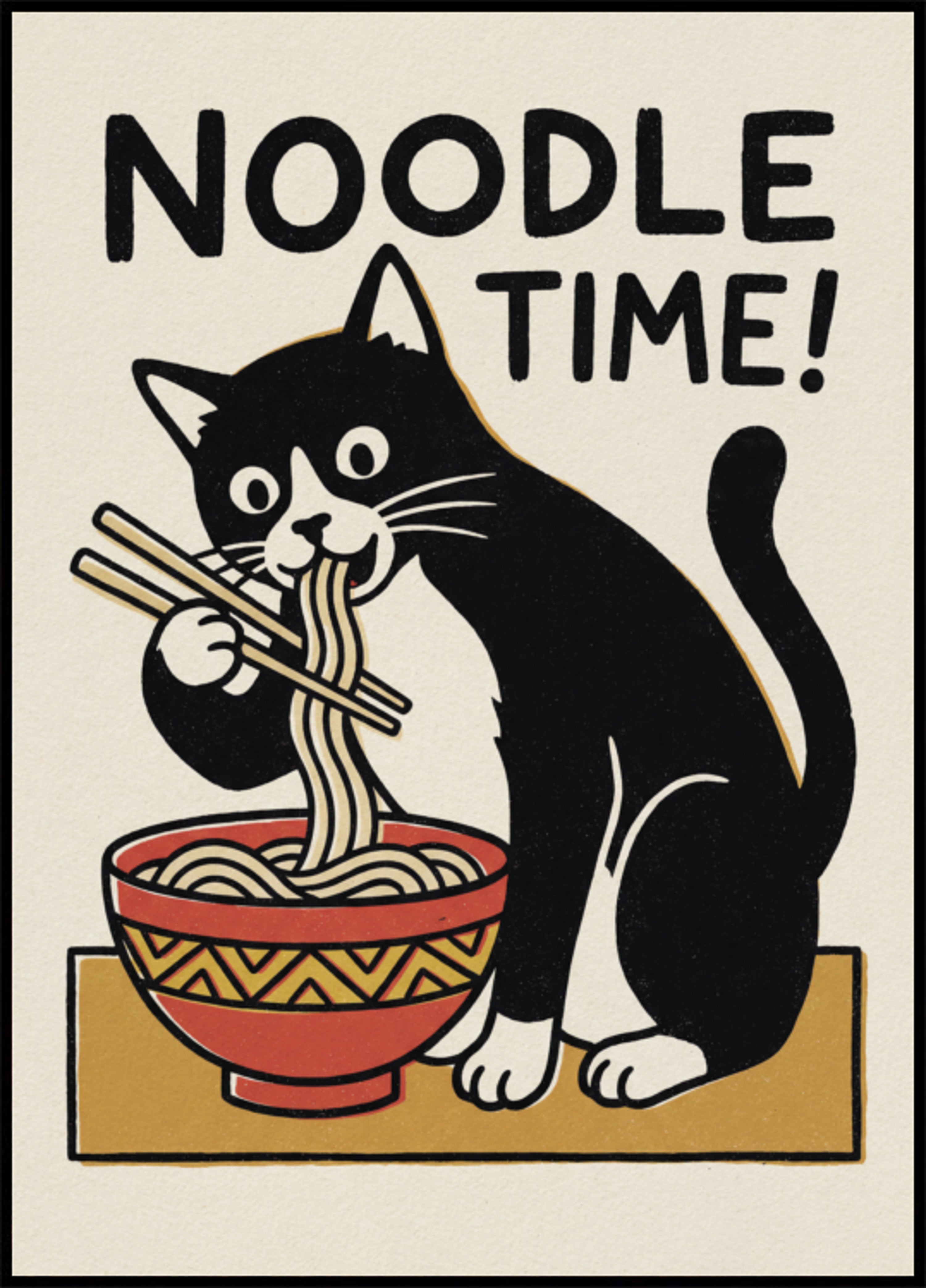 Gato na hora do macarrão