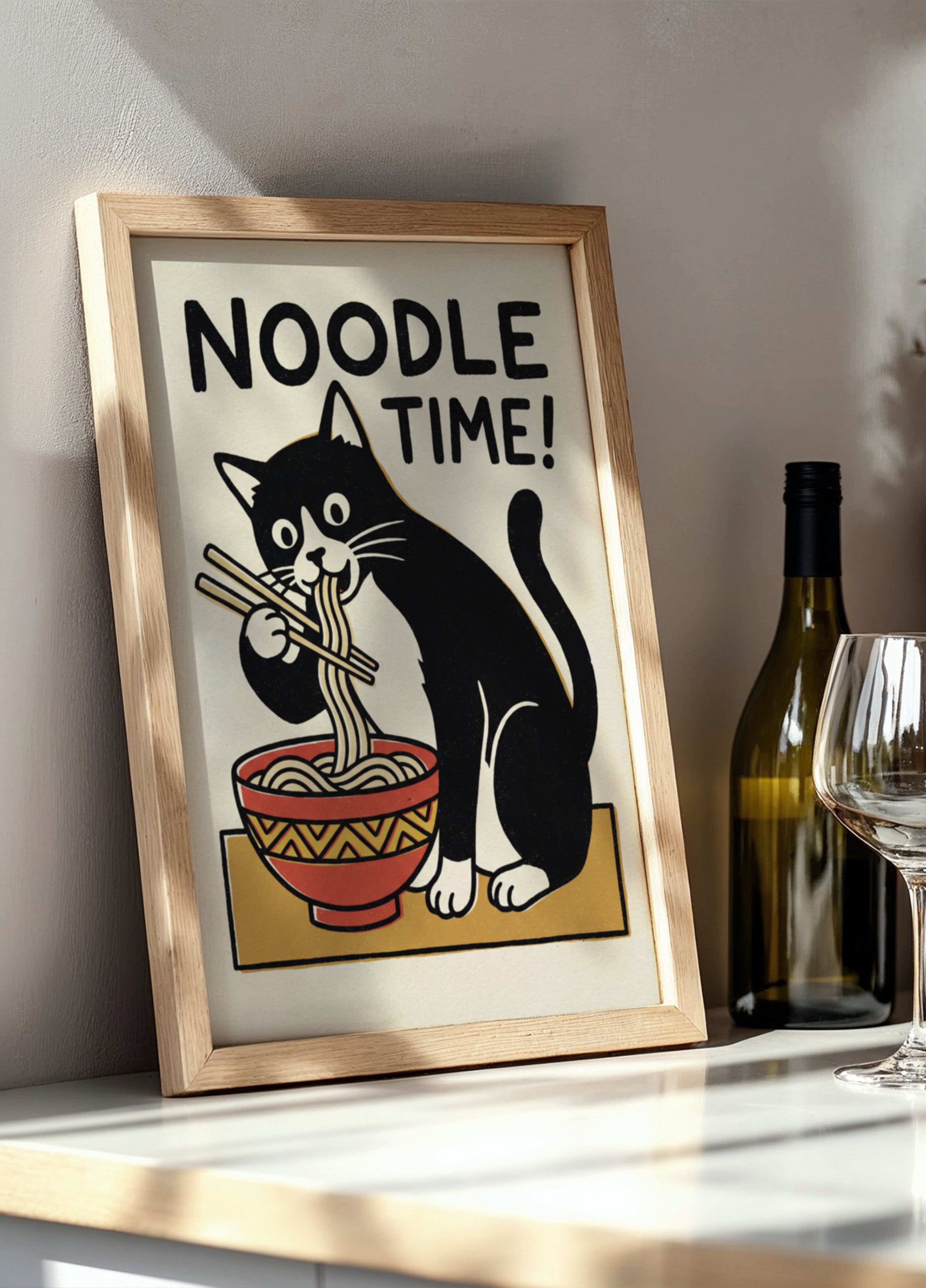 Gato na hora do macarrão