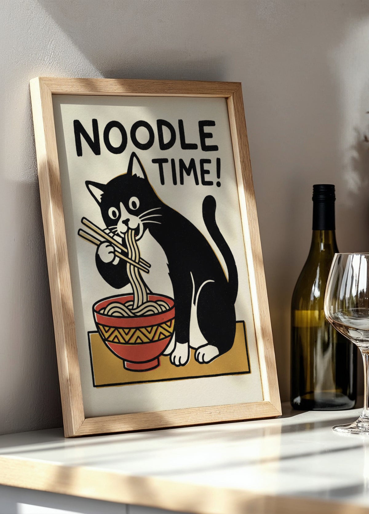 Gato na hora do macarrão