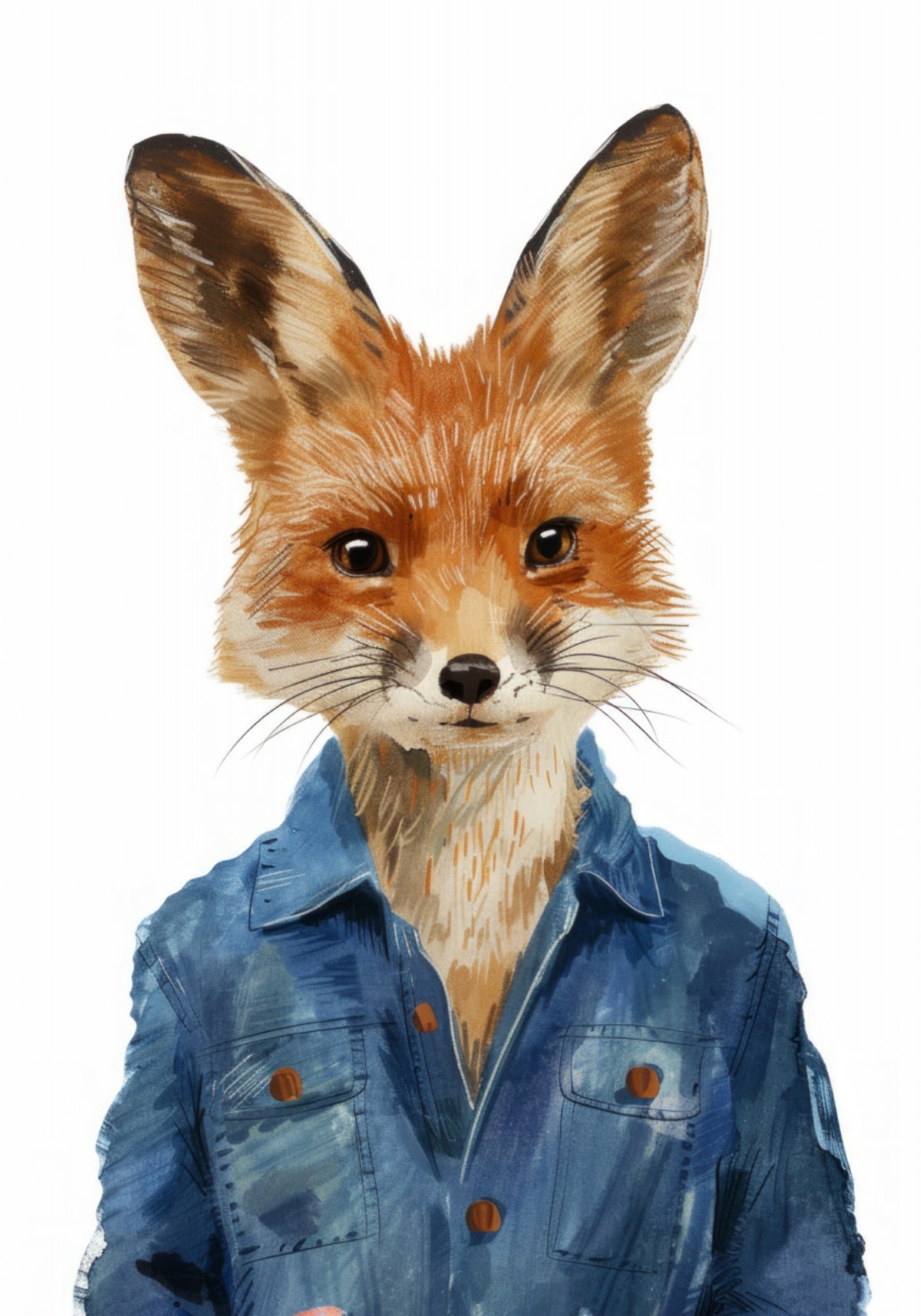 Raposa estilosa em jaqueta jeans