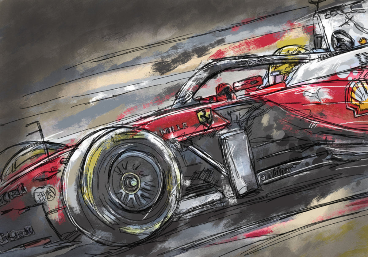 Esboço de carro de corrida vermelho