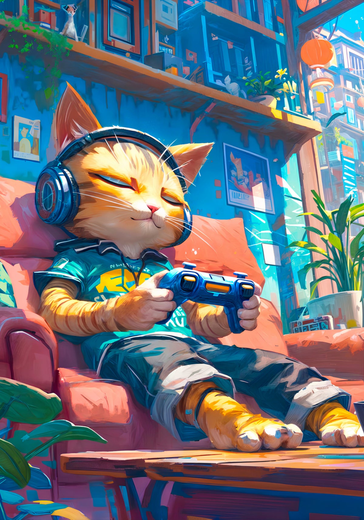 Gato gamer aconchegante