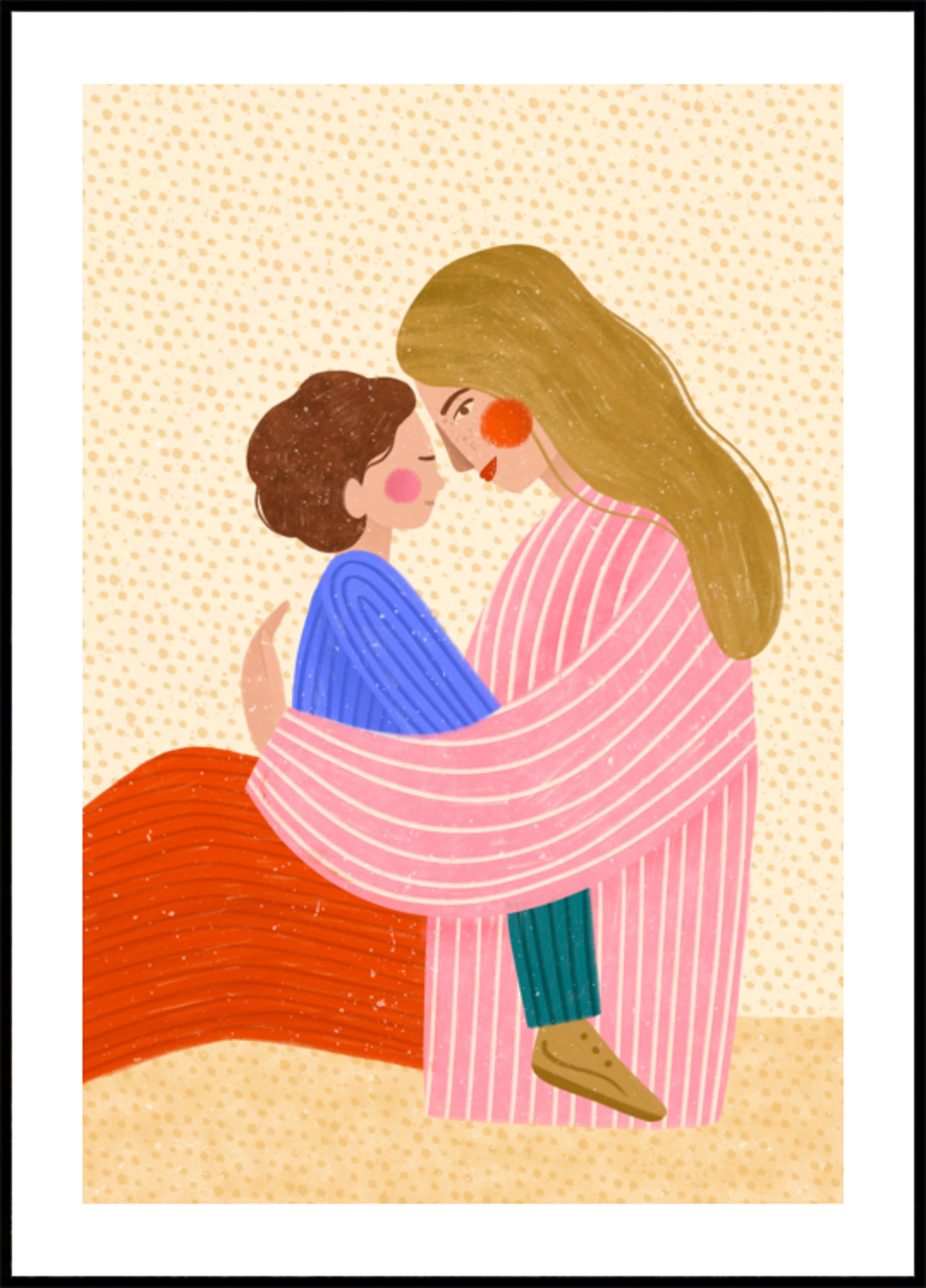 Abraço amoroso de mãe e filho