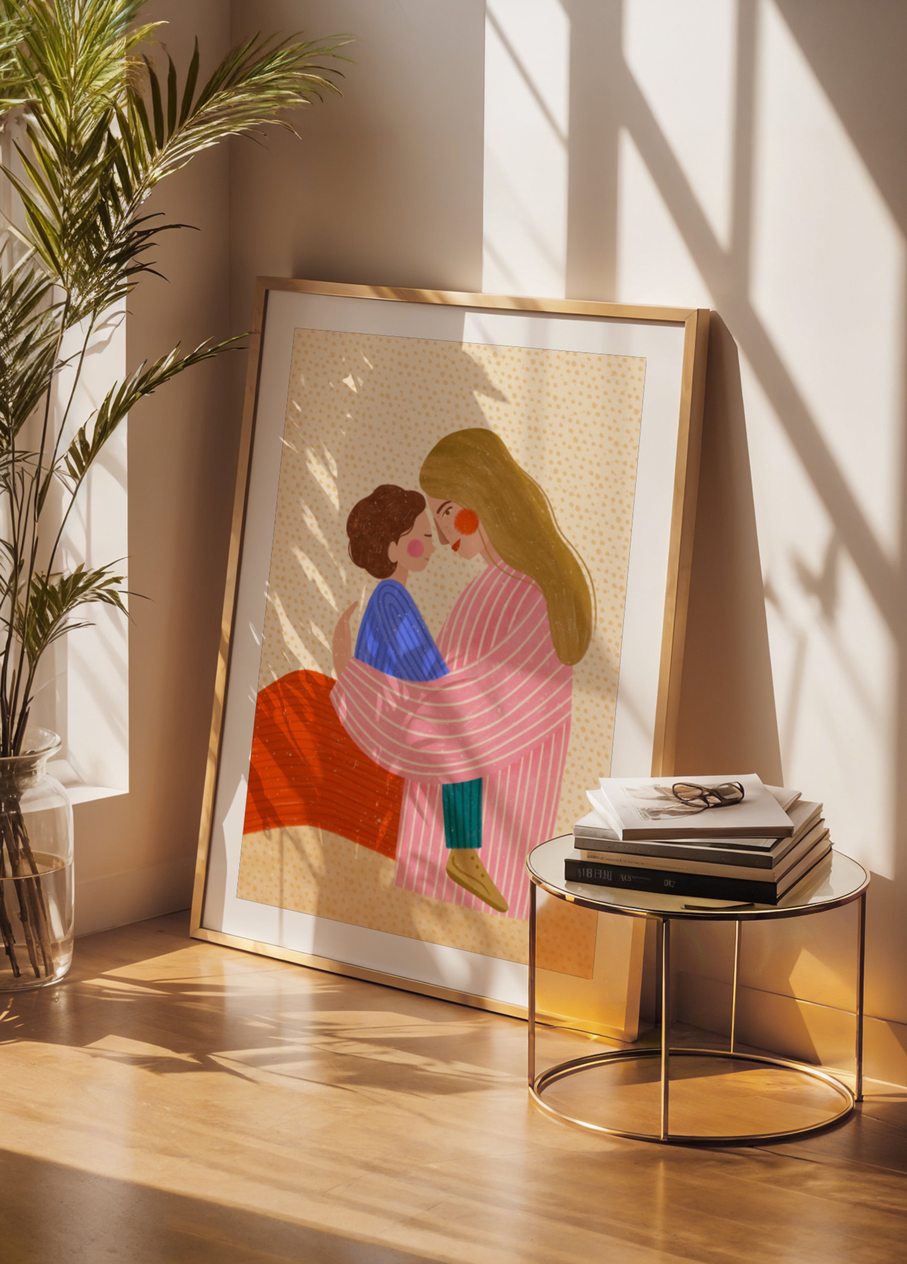 Abraço amoroso de mãe e filho