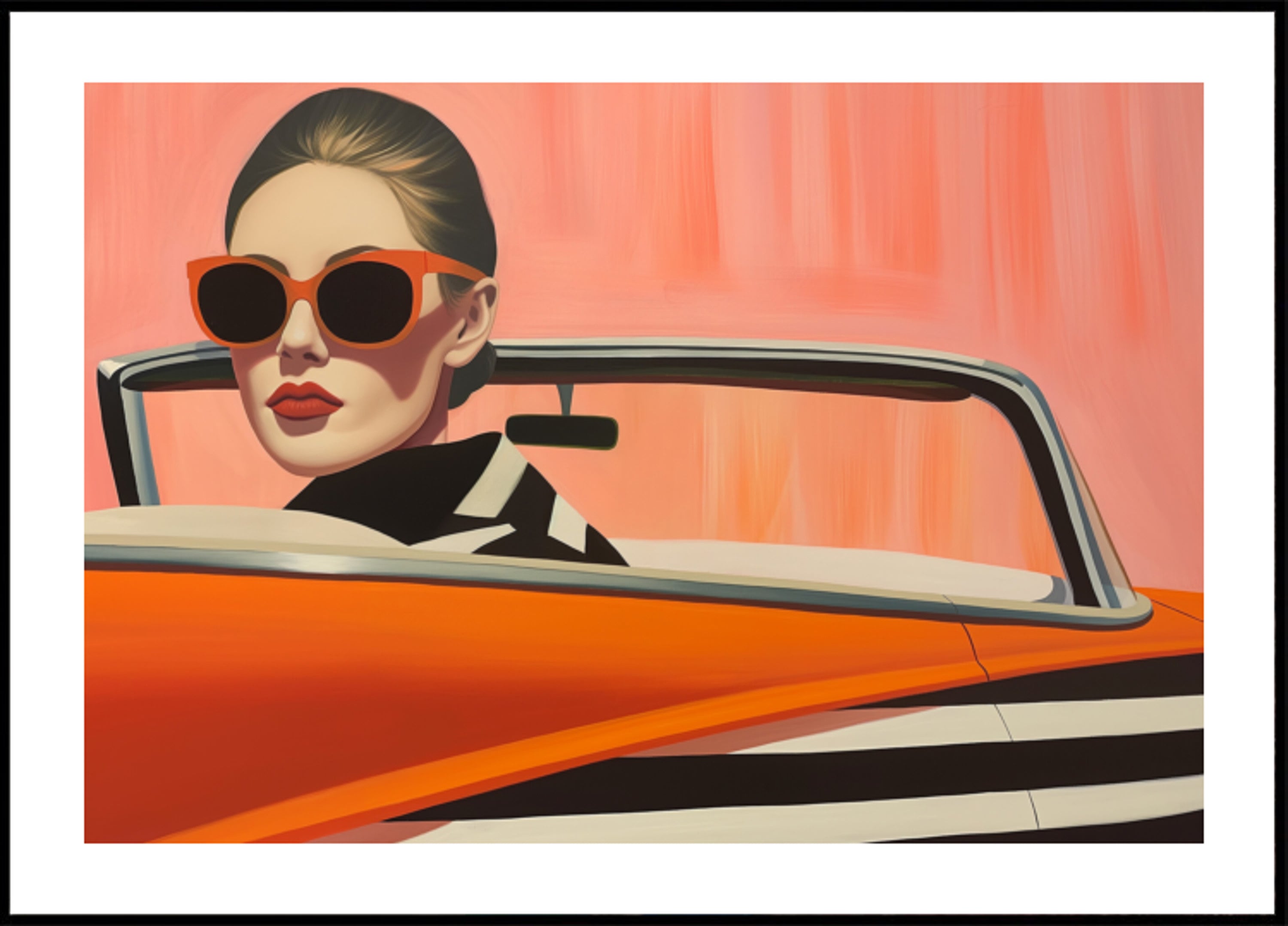 Mulher elegante carro laranja