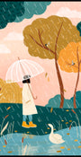 Caminhando na chuva de outono