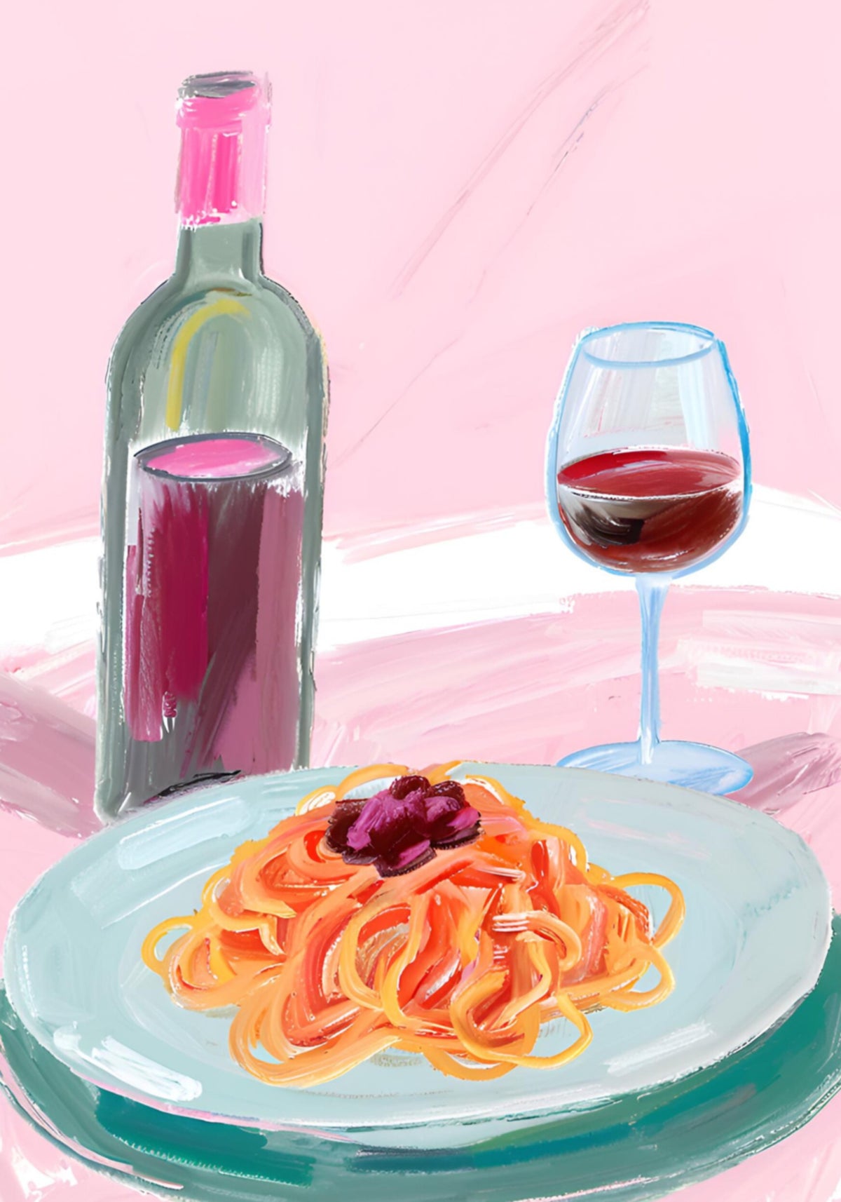 Espaguete e Vinho Tinto
