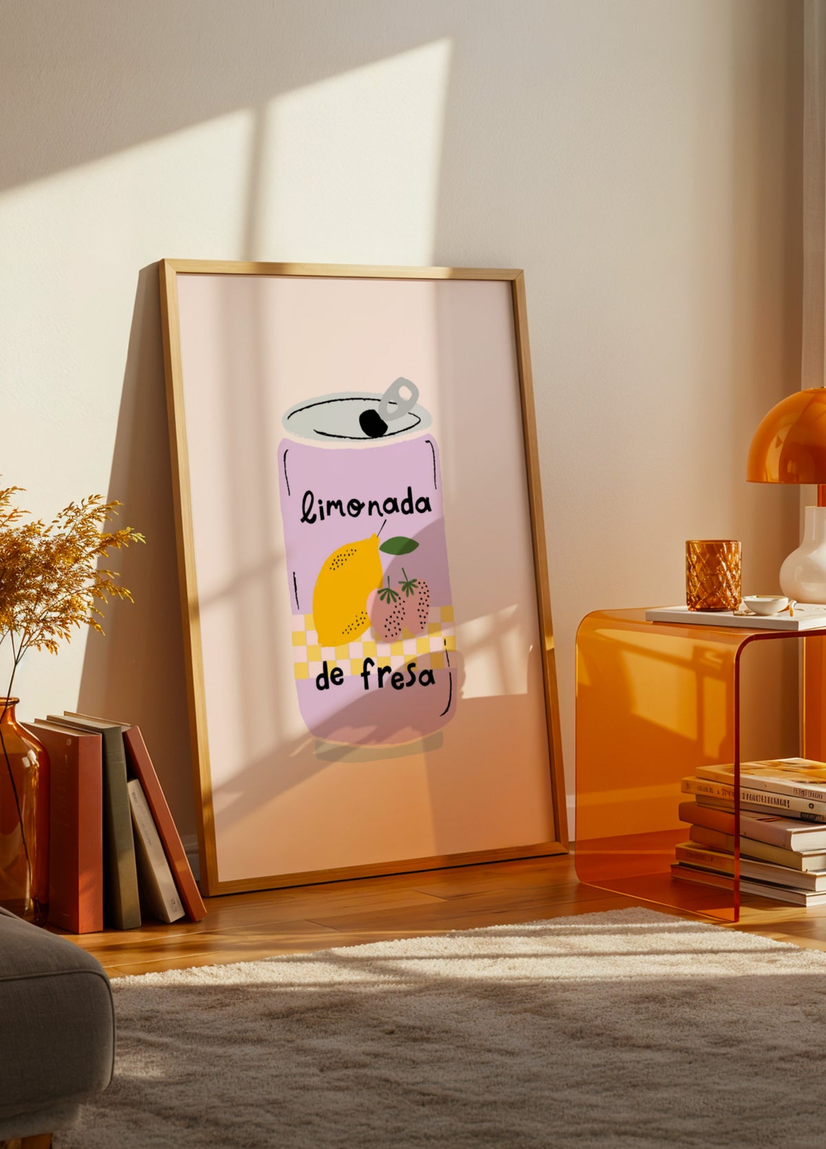Lata de limonada de morango