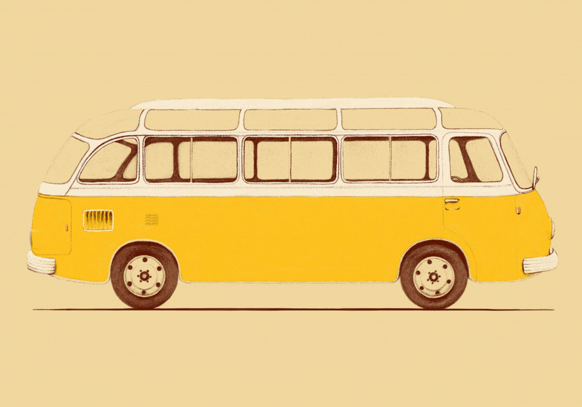 Ônibus amarelo vintage