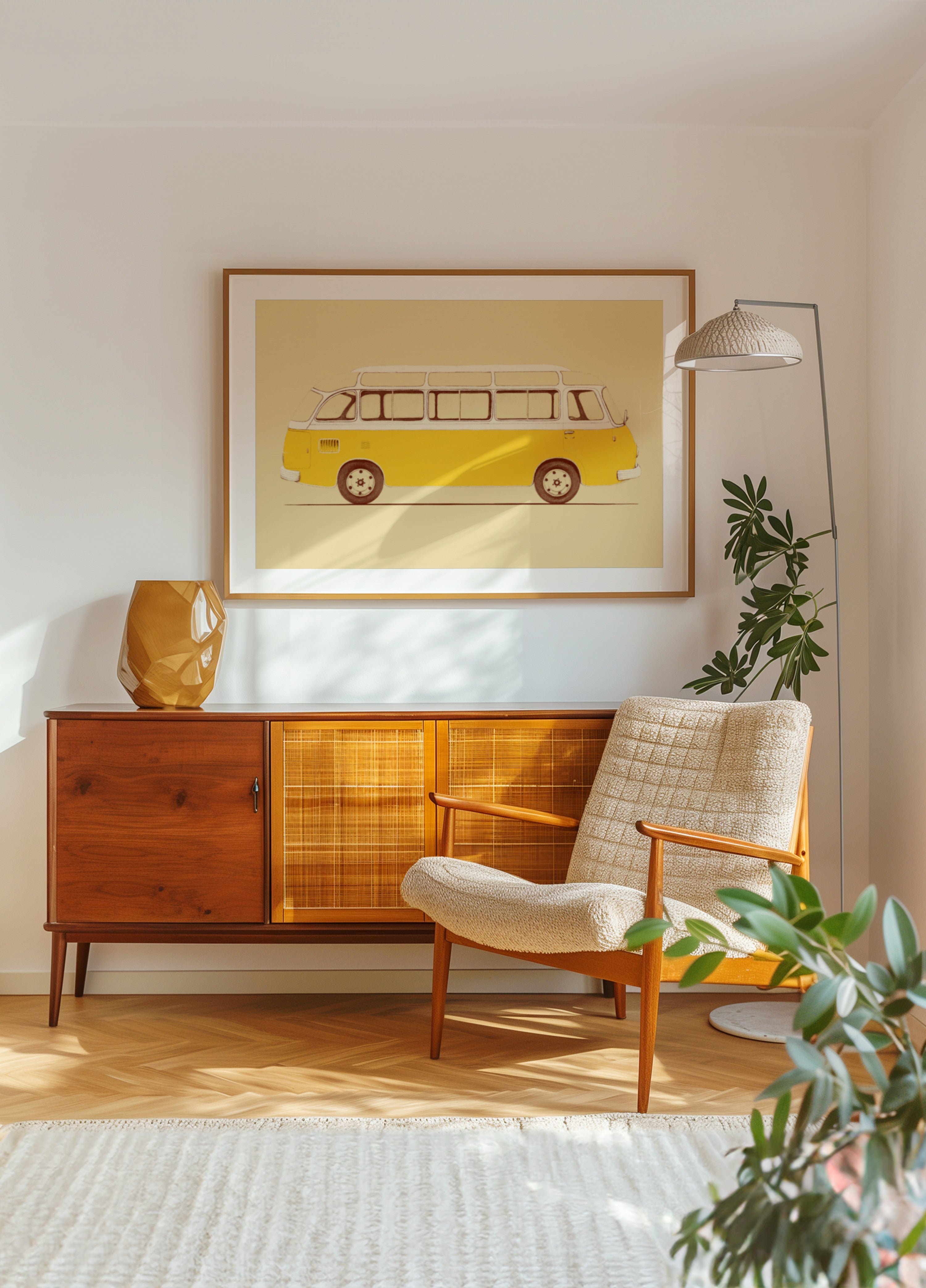 Ônibus amarelo vintage