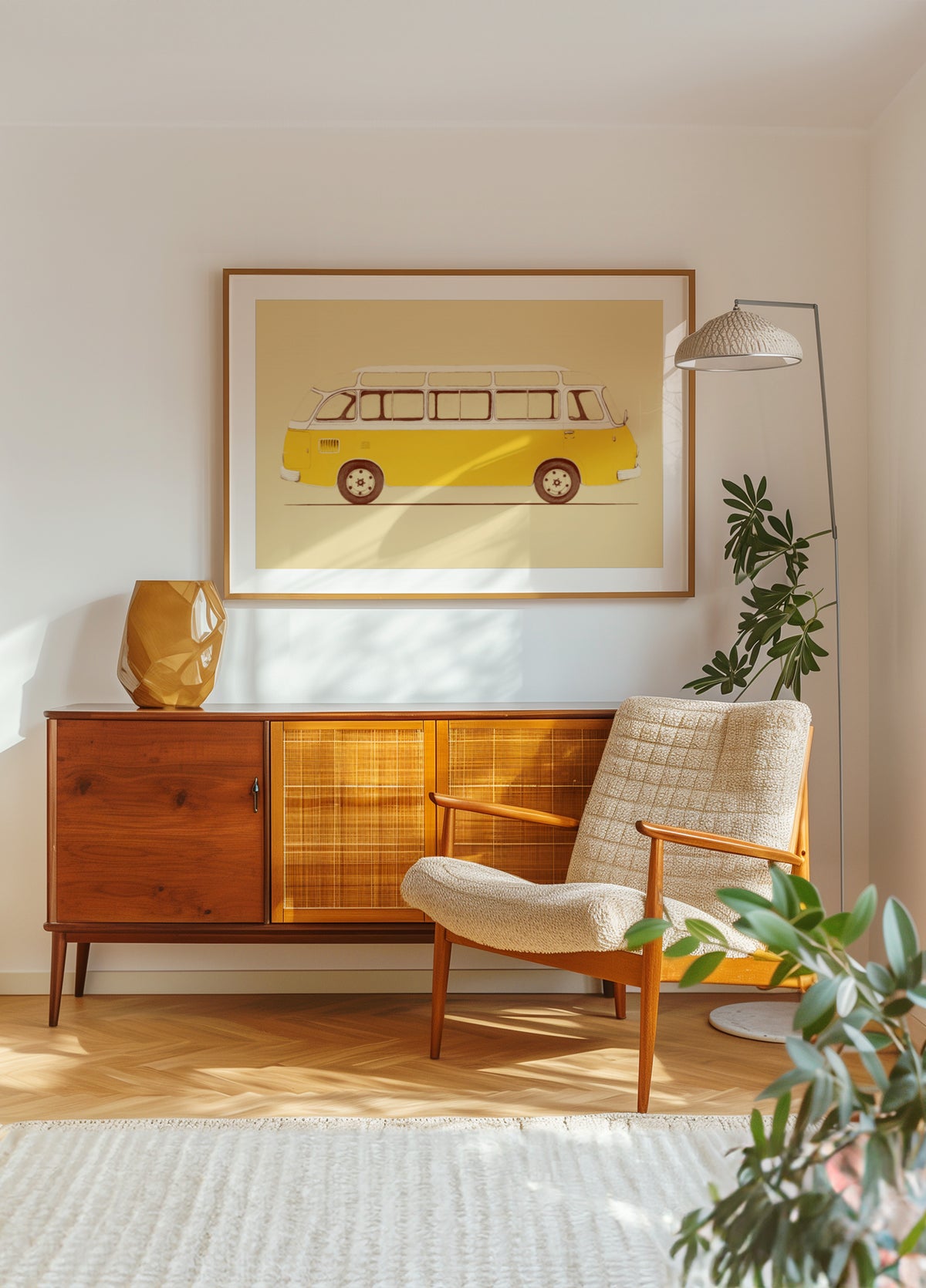 Ônibus amarelo vintage