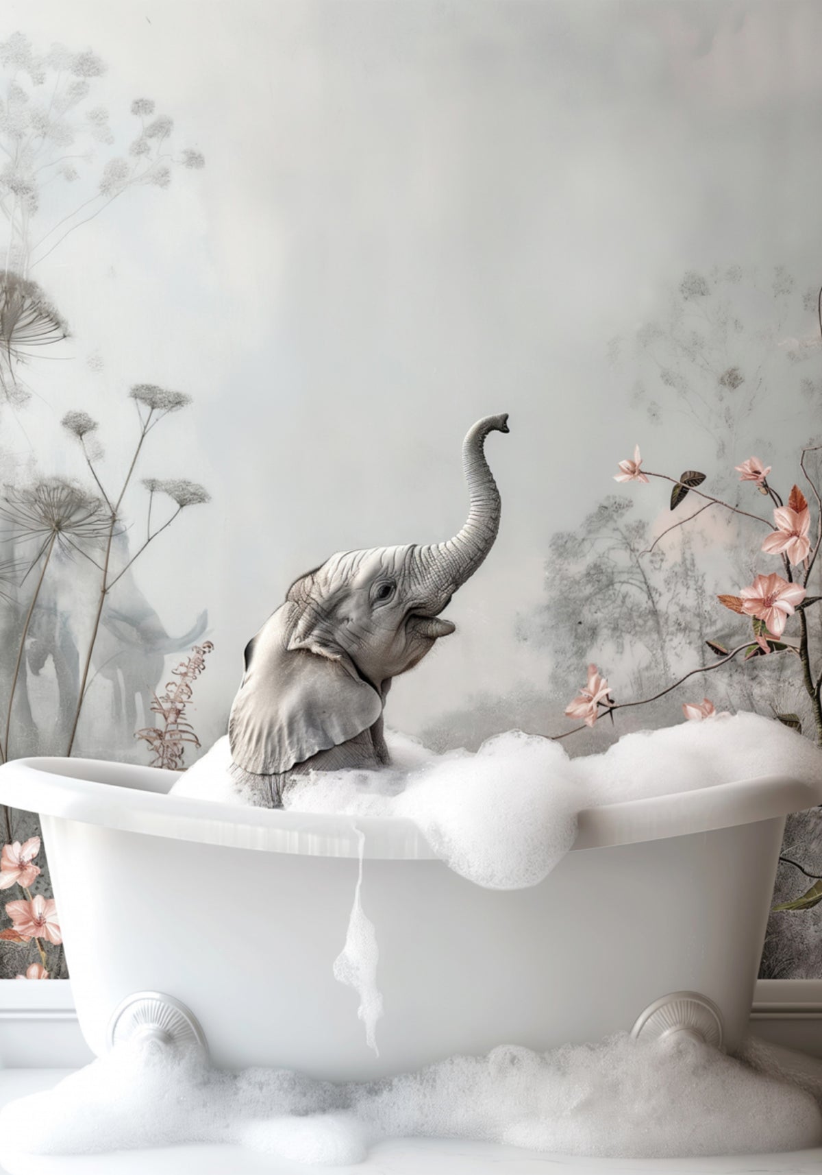 Banho de espuma bebê elefante