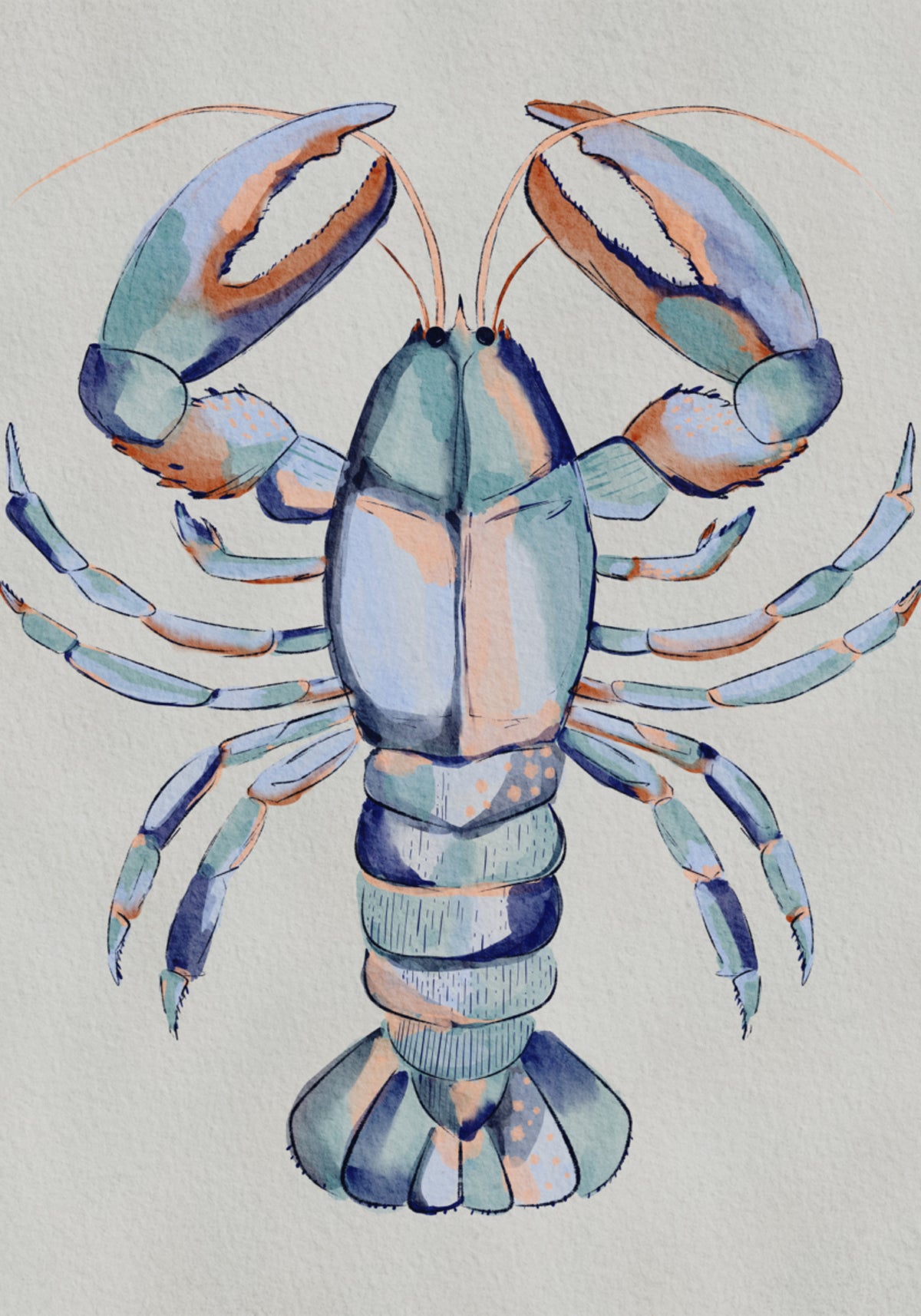 Aquarela Lagosta Azul