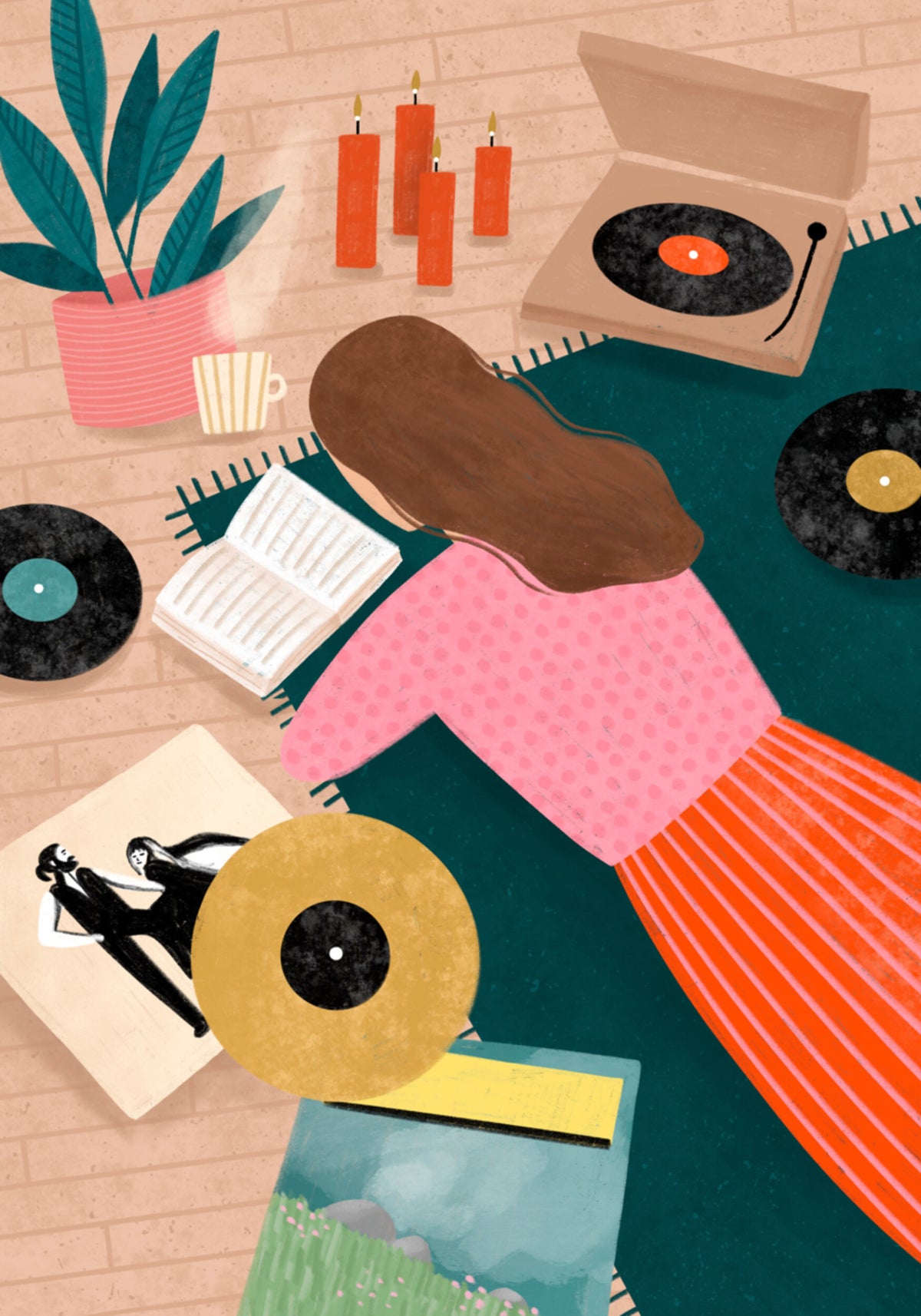 Arte aconchegante para ouvir vinil