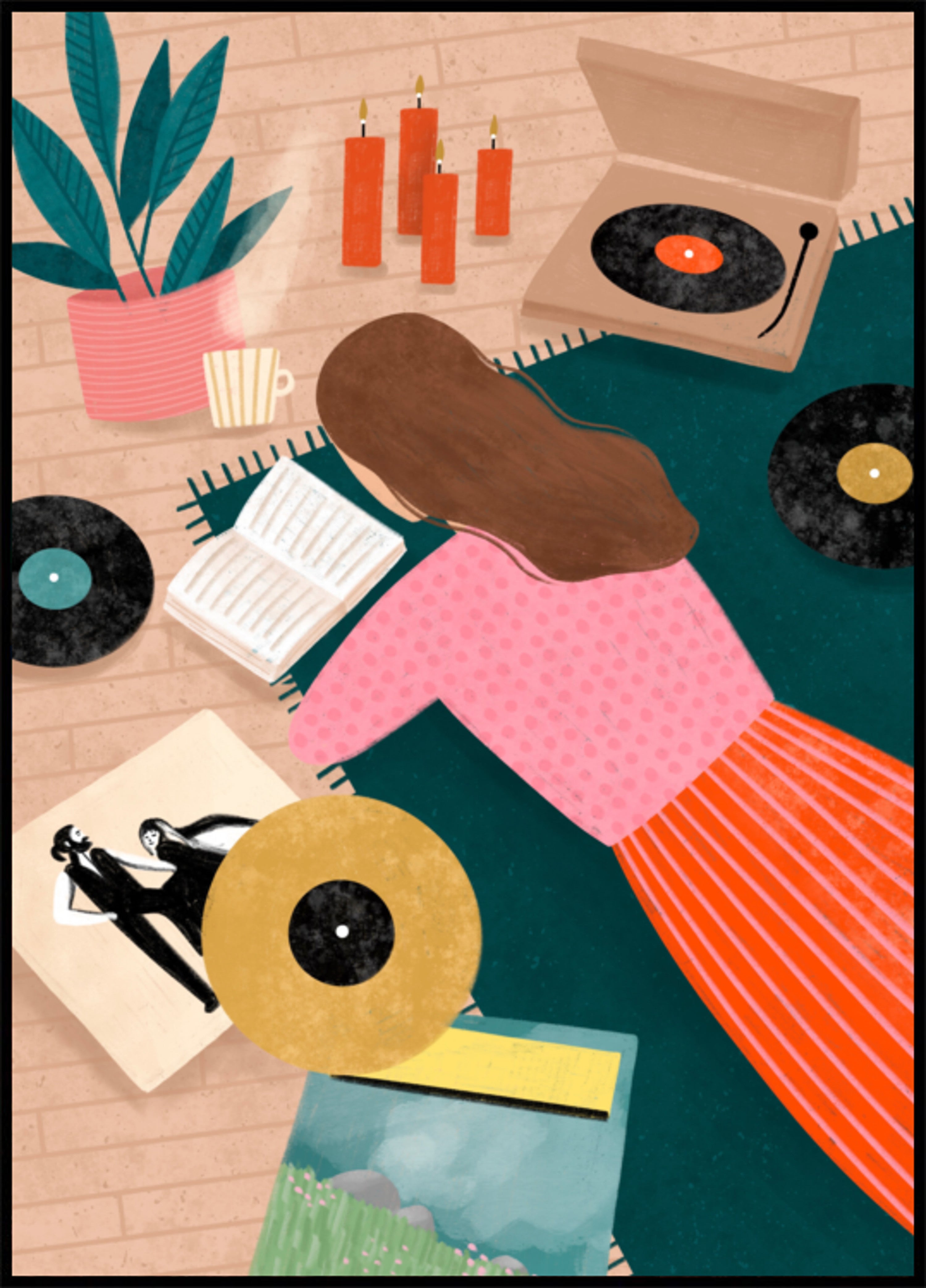 Arte aconchegante para ouvir vinil
