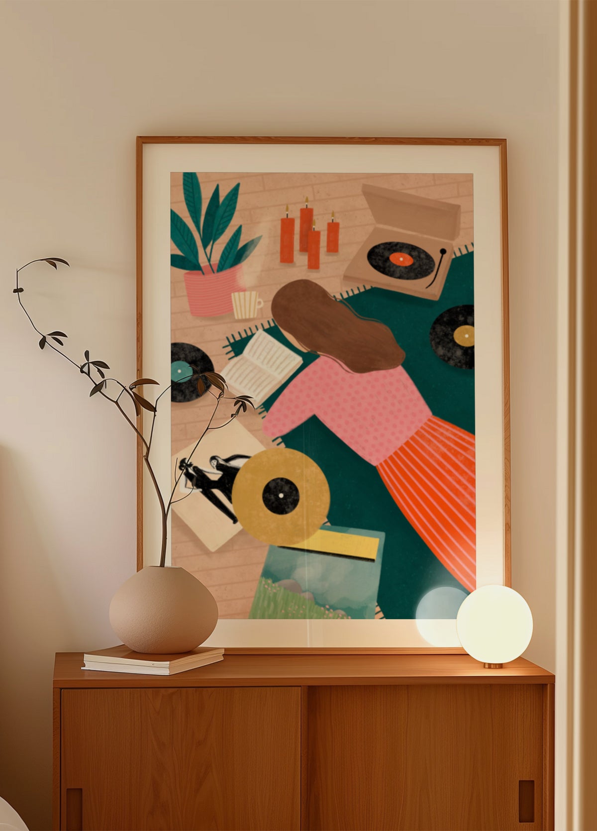 Arte aconchegante para ouvir vinil