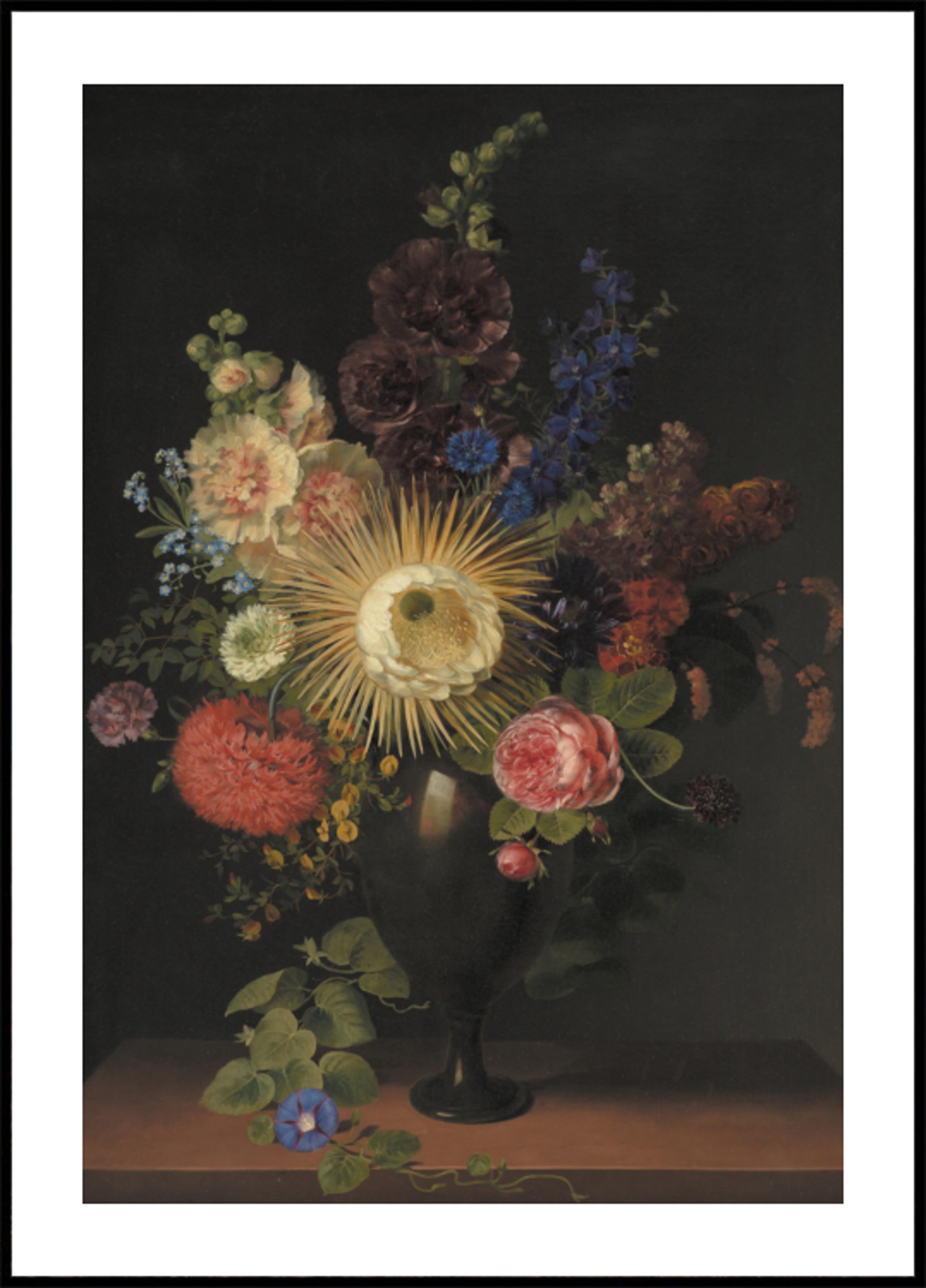 Um vaso de pórfiro com cacto grandiflora e outras flores, de CD Fritzsch