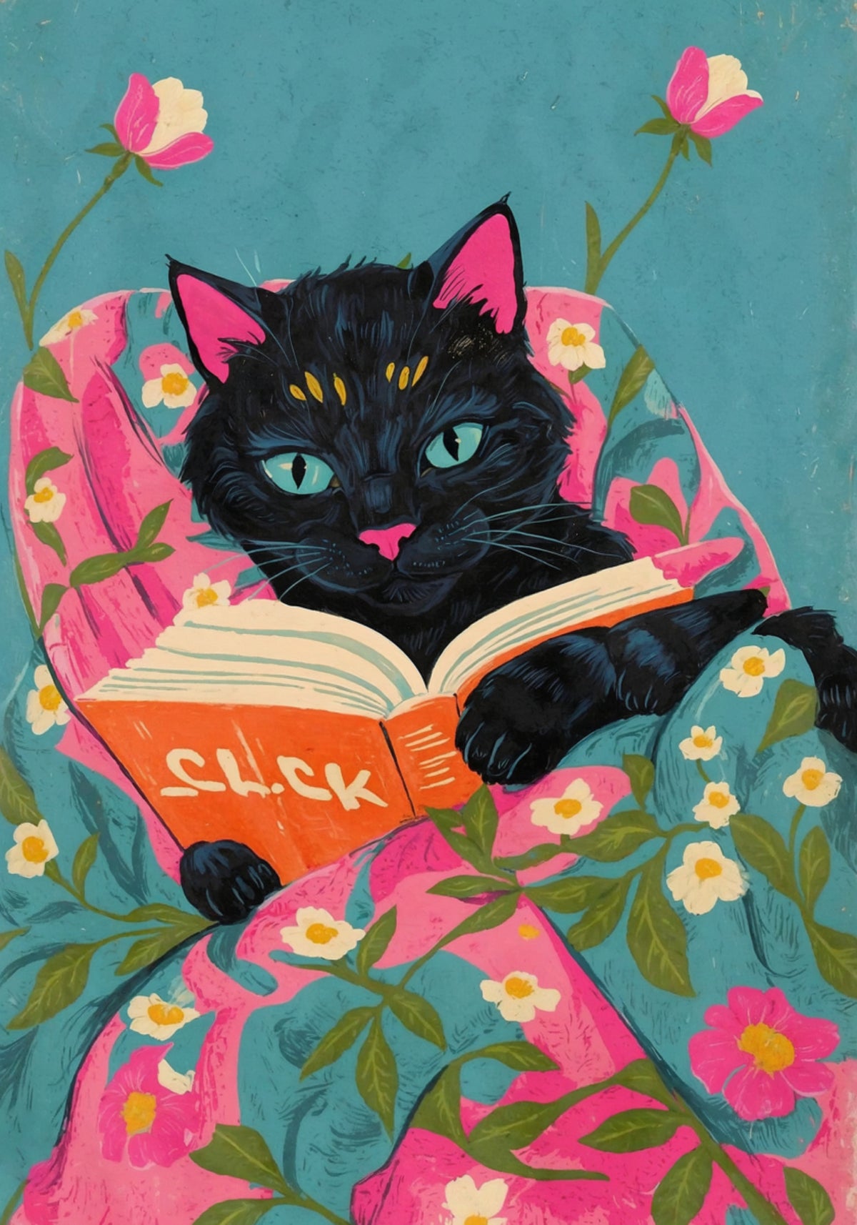 Gato de leitura aconchegante