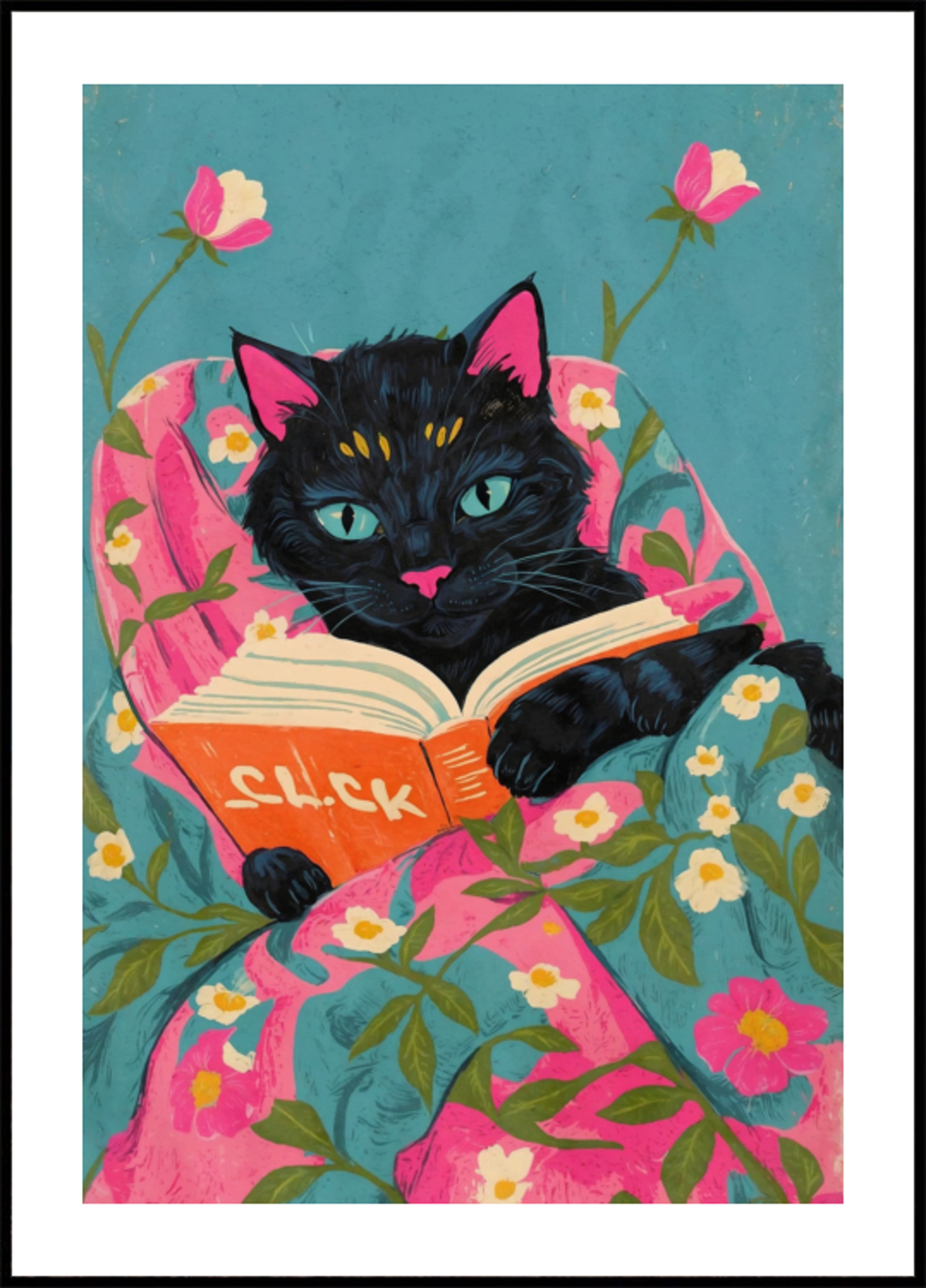 Gato de leitura aconchegante