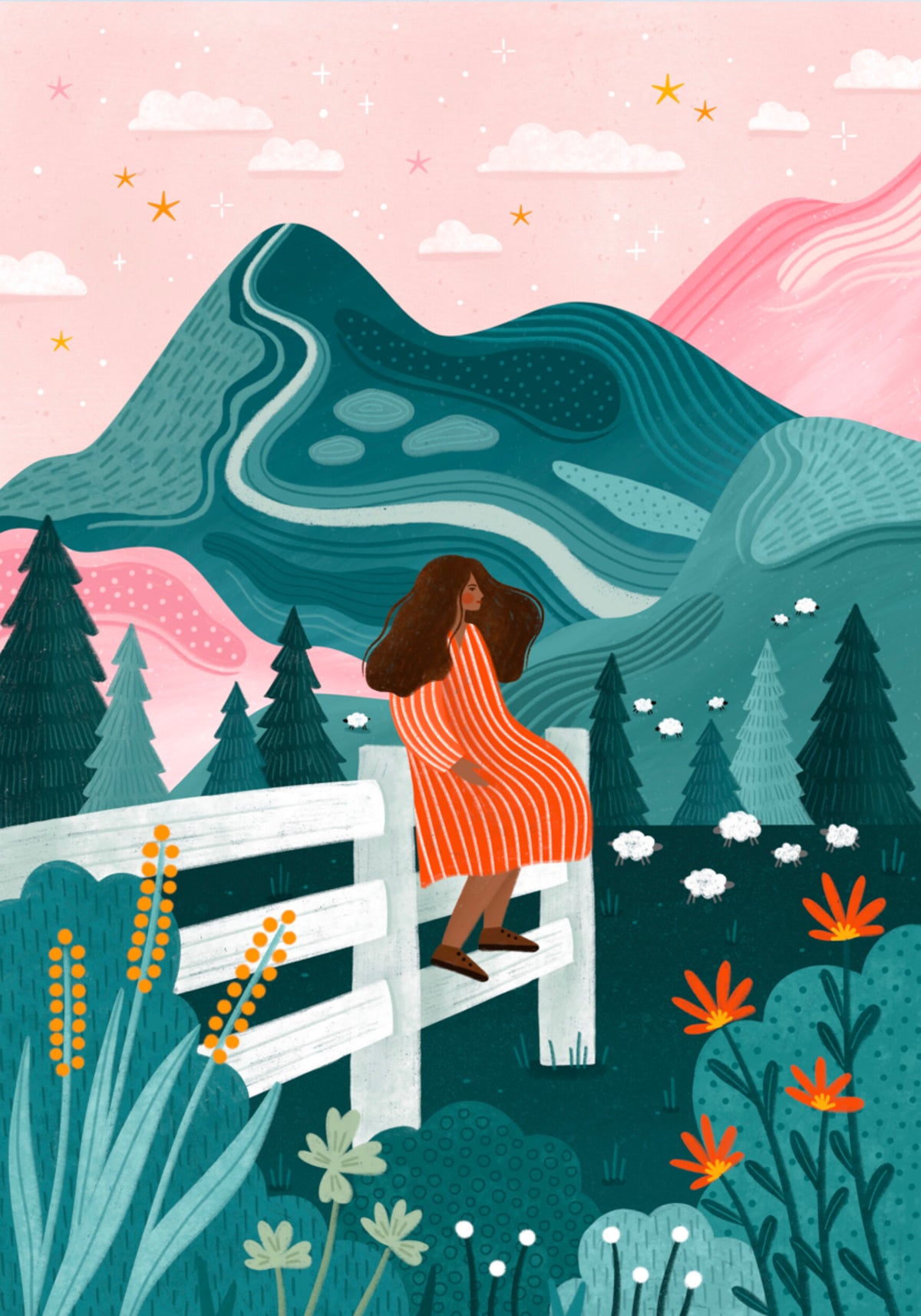 Mulher Rural Noite Estrelada