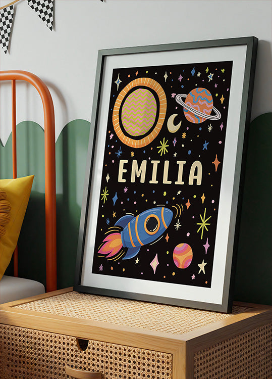 Cartaz pessoal de viagem espacial