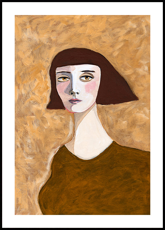 Expressive Portrait Lady with Bob Haircut green eyes (NEW) - Posterbox