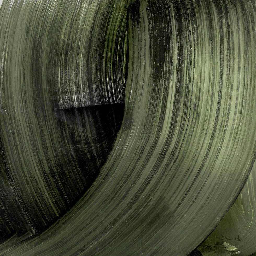A imagem é um close de uma superfície texturizada de cor verde com um padrão repetido de linhas verticais e curvas.