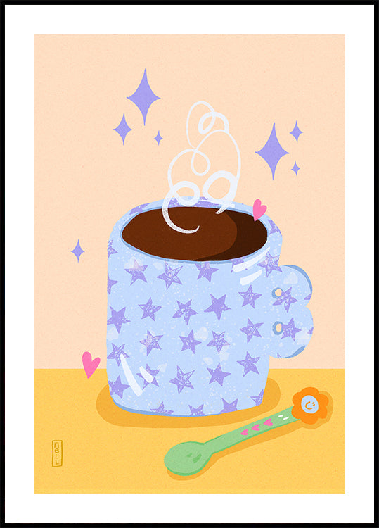Coffee Time Retro Illustration Plakat - Posterbox