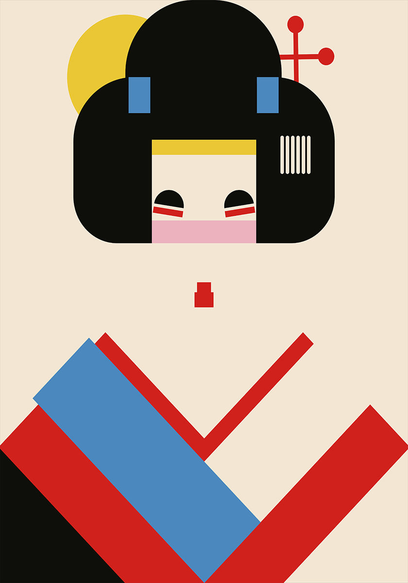 Geisha Girl Geometric Illustration (NEW) - Posterbox