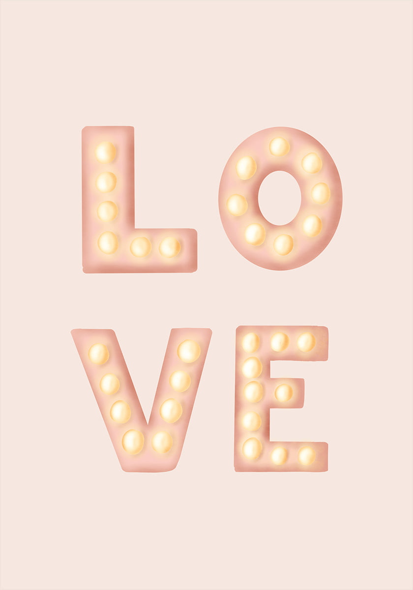 LOVE Light Letters Pink Plakat - Posterbox