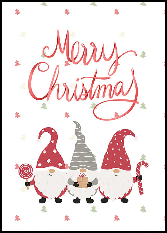 Merry Christmas Gnomes Plakat - Posterbox