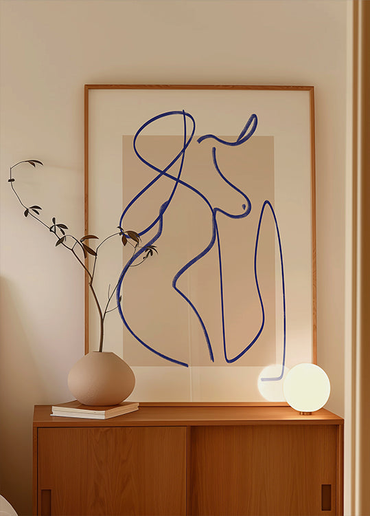 Abstract Blue Line Art 2 Plakat - Posterbox
