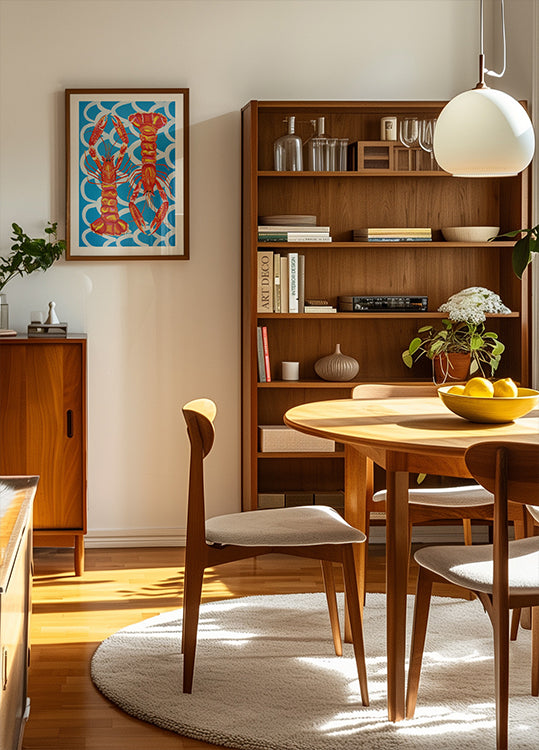 Lagostins no pôster azul