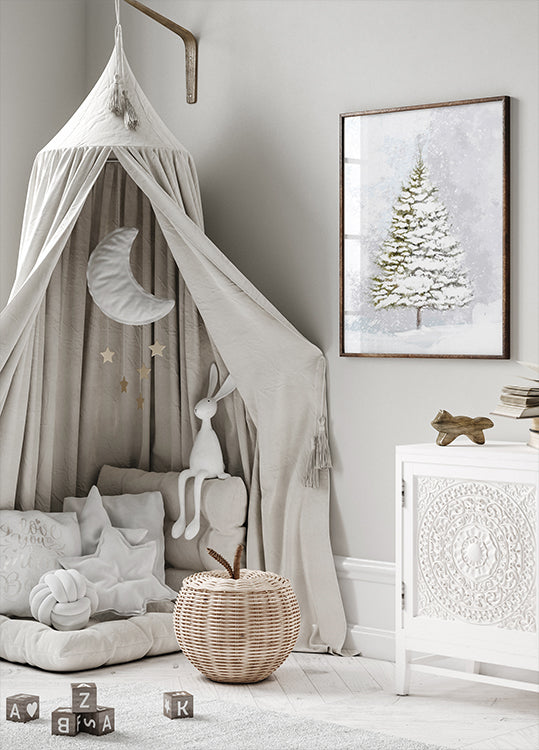 Póster Lone fir in the snow