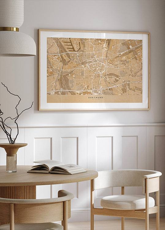 Mapa vintage sépia de Dortmund Alemanha (NOVO)