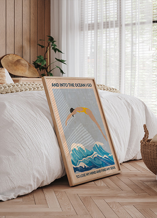 Arte de parede padrão Into the Ocean (azul)