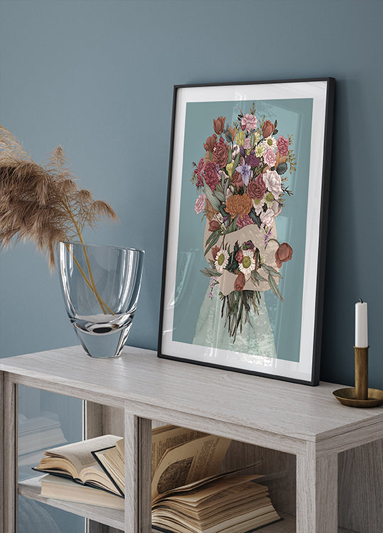 Poster Grande Reunindo um jardim azul-petróleo