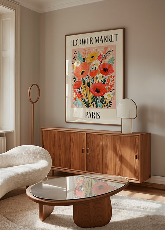 Póster Mercado de Flores Paris França