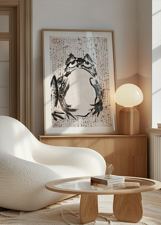 Sapo Japonês (final do século XVIII) Tinta vintage e cores em papel pôster