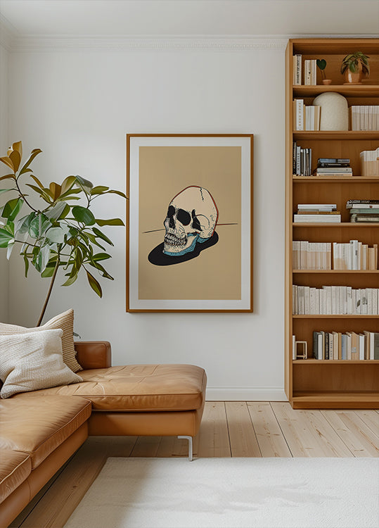 Pôster Ilustração do crânio em um fundo bege