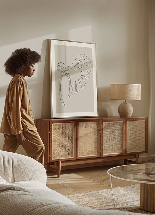 Pôster Monstera bege dobrado