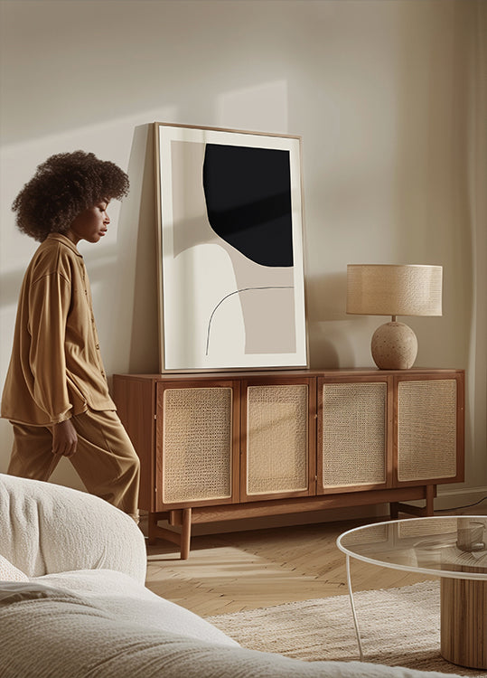 Pôster de formas monocromáticas