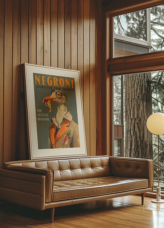 Pôster Vintage Art Deco Negroni de uma gaivota extravagante