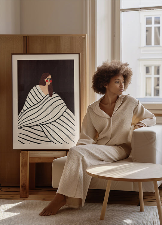 Pôster A Mulher com Listras Preto e Branco