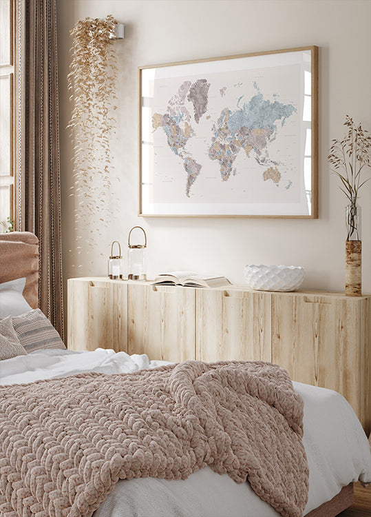 Mapa mundial altamente detalhado de Mahler com cidades (NOVO)