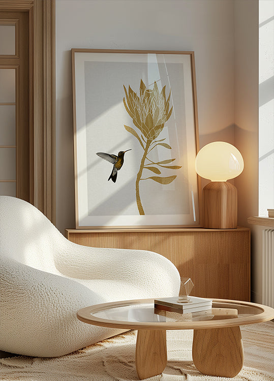 Pôster Colibri e flor em