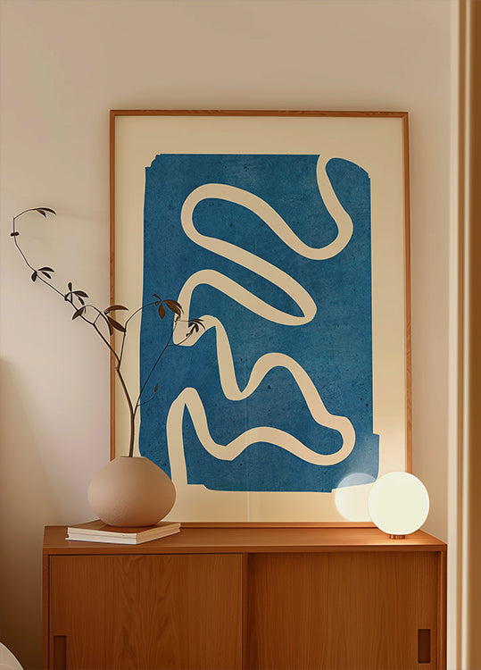 Póster Azul Mínimo Abstrato Geométrico